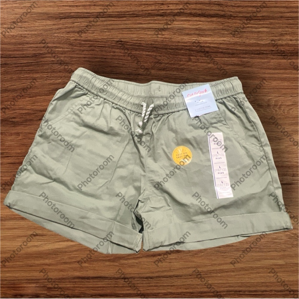 Cat & Jack Green Cargo Shorts with Drawstring Waist